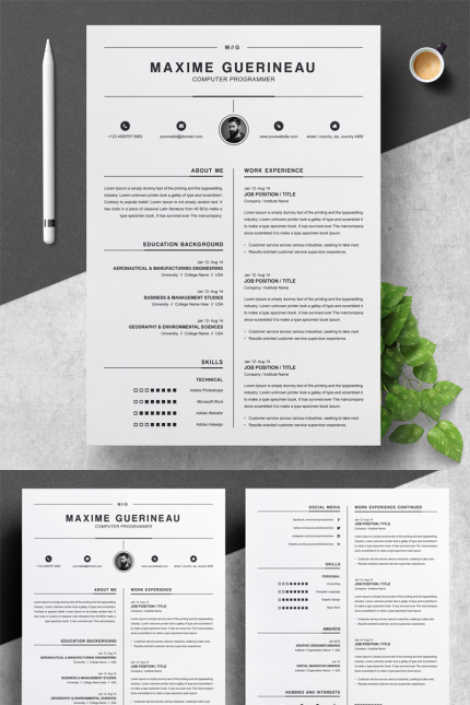 Template #77783 Resume Cv Webdesign Template - Logo template Preview