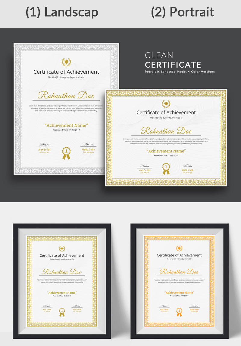 Clean & Professional Certificate Template #77726