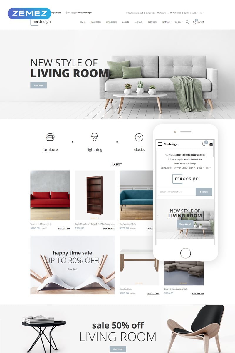 OpenCart Vorlage namens "Modesing - Design Multipage Clean" #77723