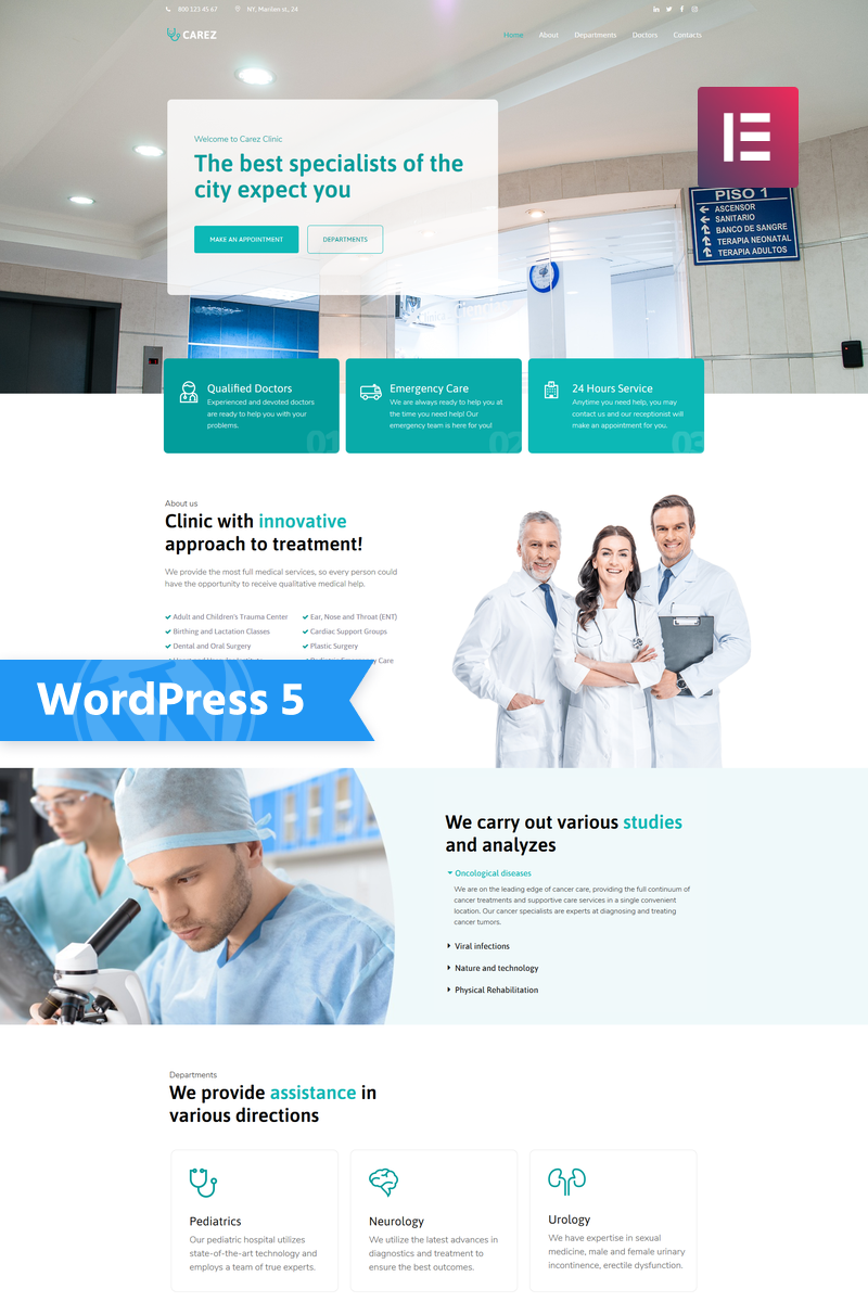Carez - Medical Services Multipurpose Clean WordPress Elementor Theme