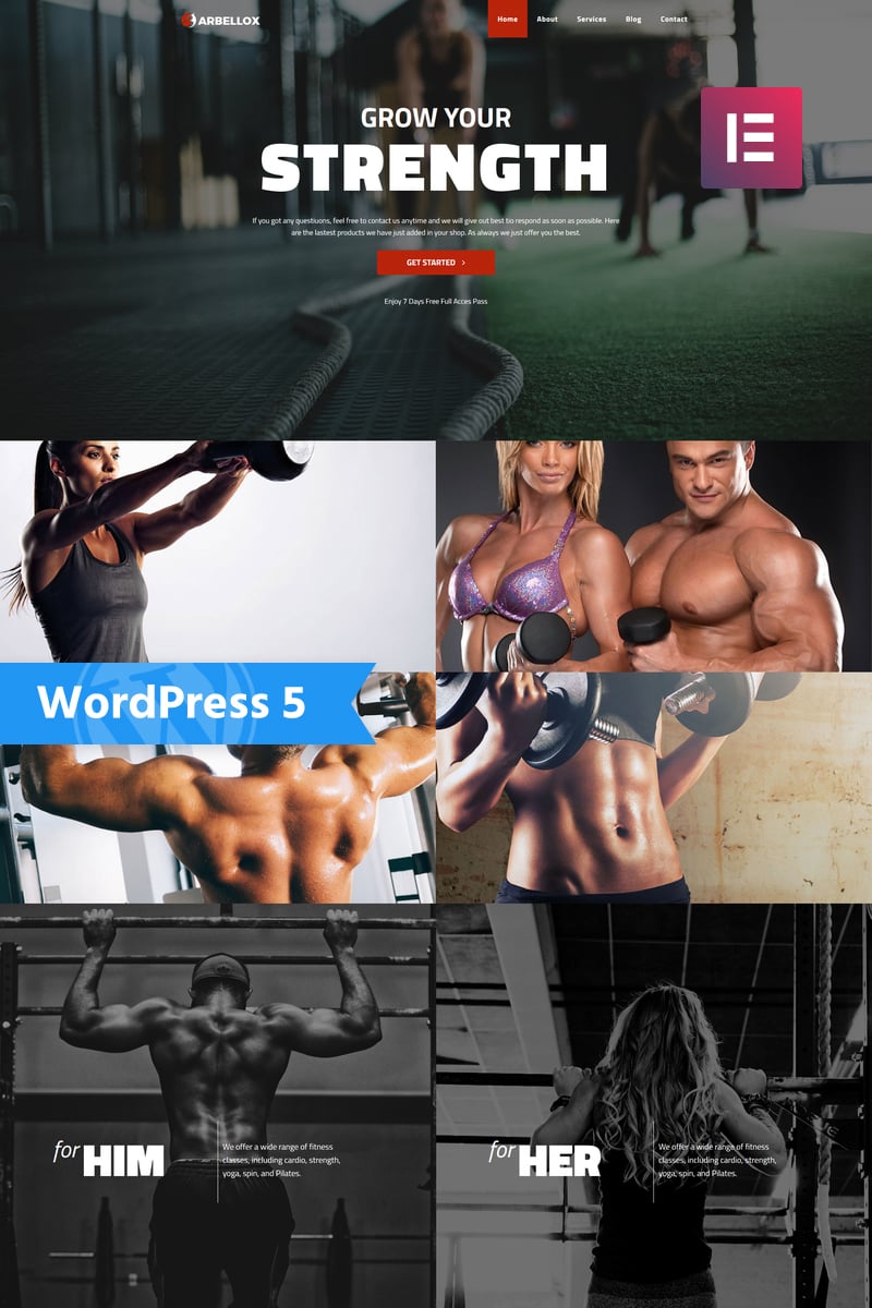 "Barbellox - Gym Multipurpose Modern Elementor" thème WordPress adaptatif #77841