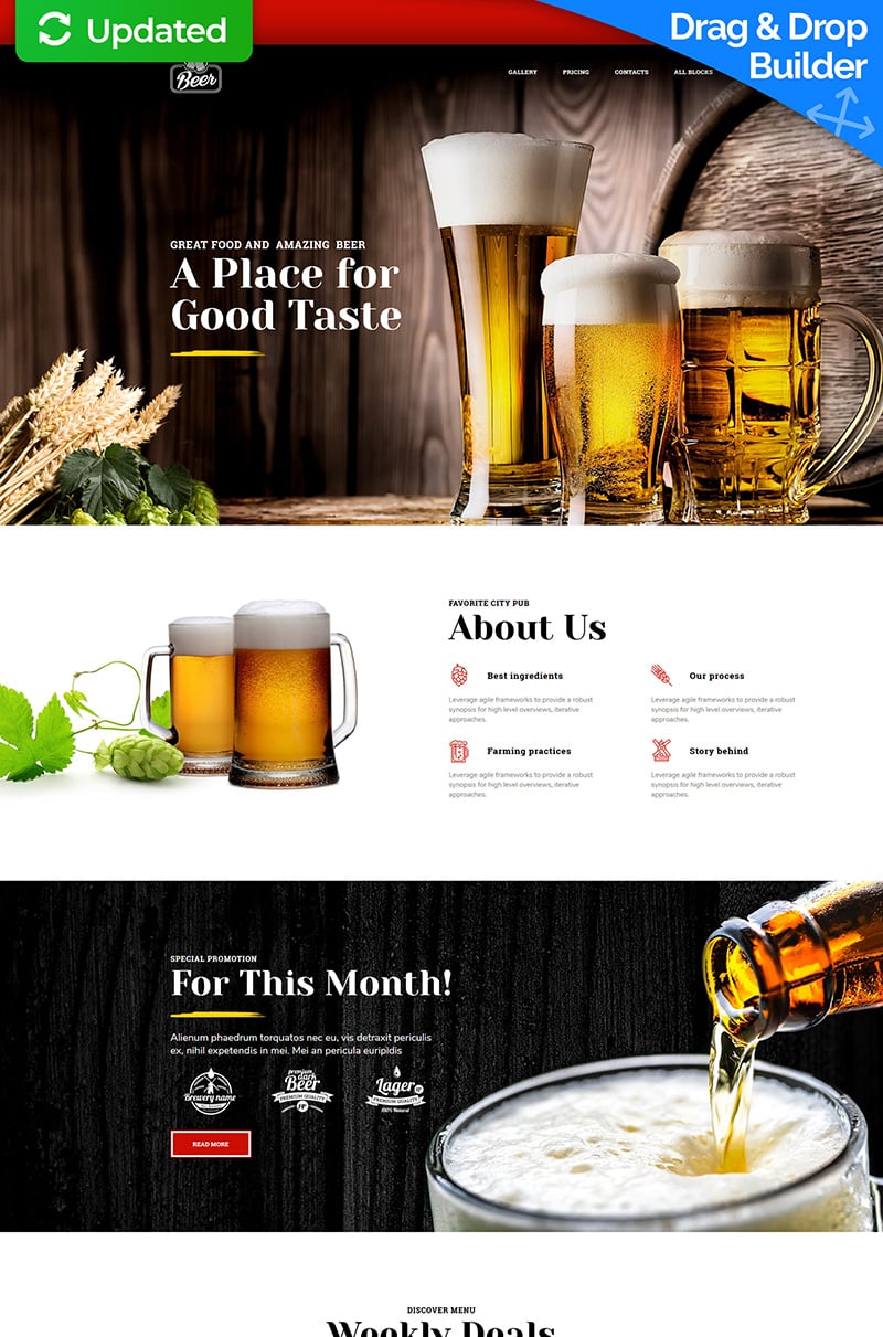 Modello di Landing Page Responsive #77804 "Beer - Brewery"