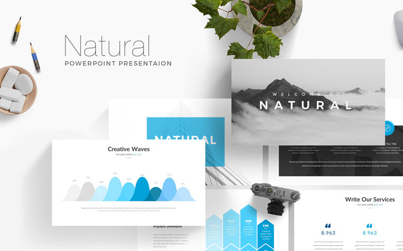 Natural Minimal Presentation PowerPoint template PowerPoint Template