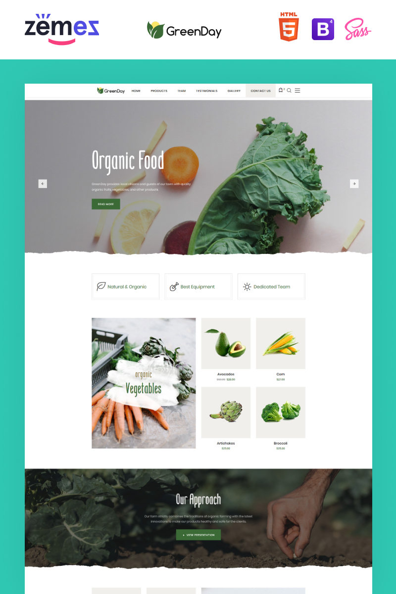 Responsywny szablon Landing Page Green Day - Food Store Clean HTML Bootstrap #77836
