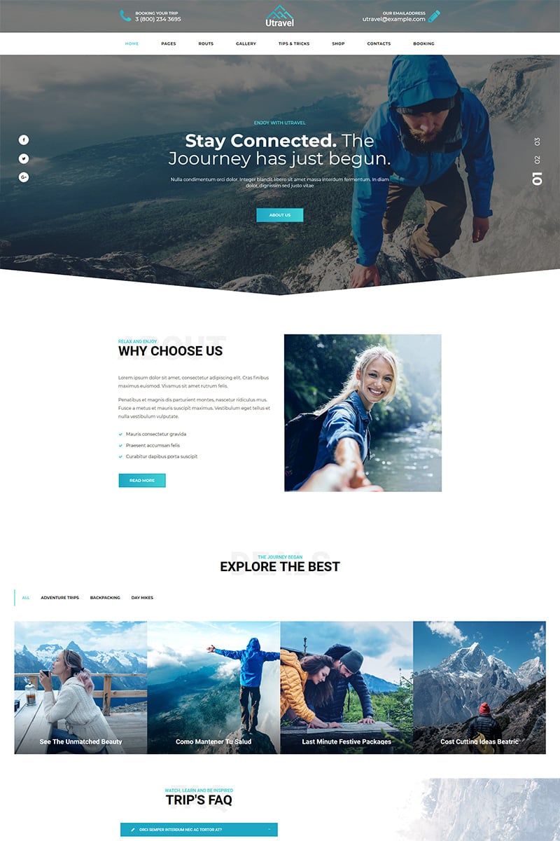 WordPress motiv "Utravel - Hiking And Outdoors Travel" #77832
