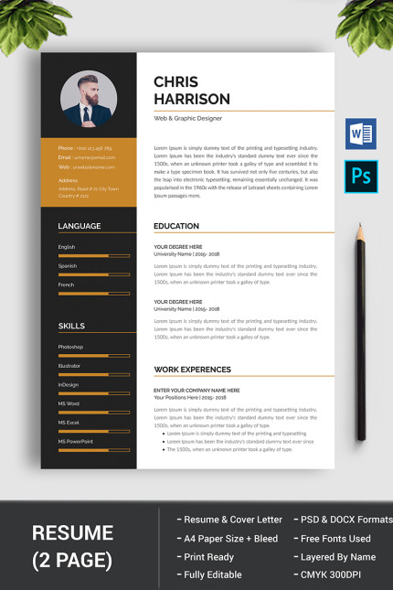 Template #77948 Page Resume Webdesign Template - Logo template Preview