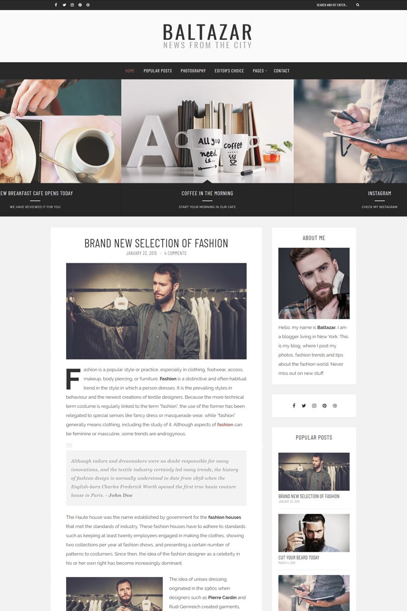 Baltazar - A Masculine Blog WordPress Theme - screenshot