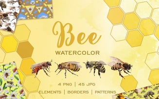 Bee Watercolor Png - Illustration