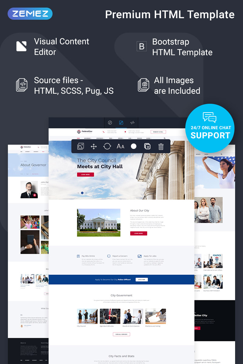 Plantilla Web "FederalGov - Government Ready-to-Use Classic HTML" #77937 - captura de pantalla