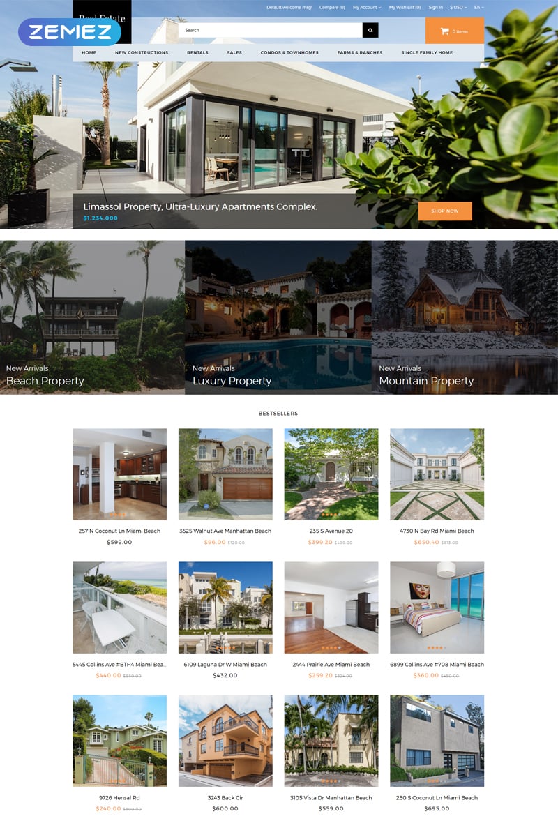 Real Estate - Real Estate Agency Clean OpenCart Template