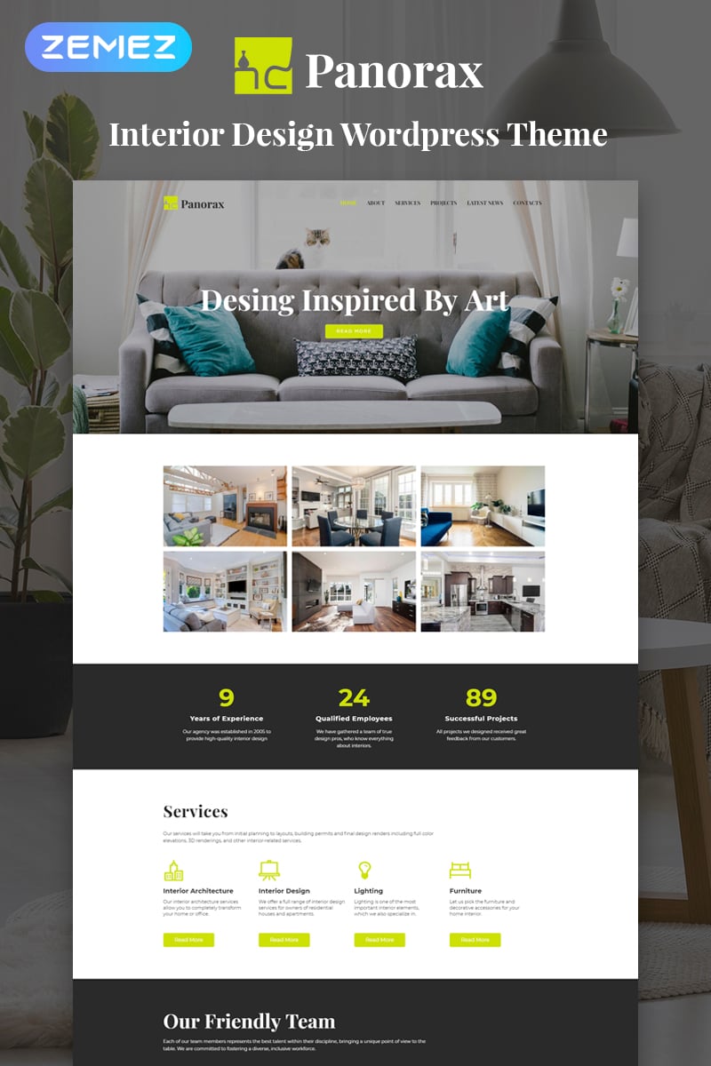 Responsywny motyw WordPress Panorax - Interior Design Multipurpose Modern Elementor #77914