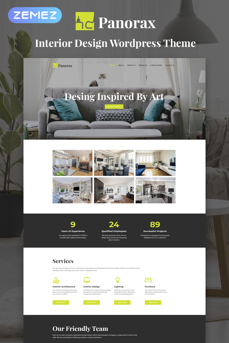 Tema De WordPress "Panorax - Interior Design Multipurpose Modern Elementor" #77914