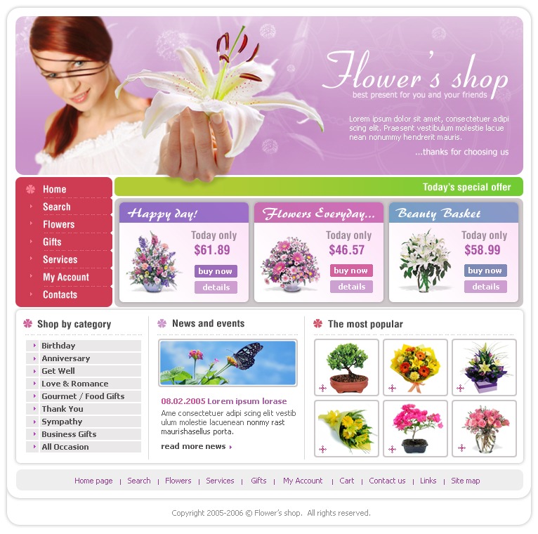 Flower Shop Website Template 7838