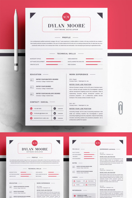 Template #78055 Resume Cv Webdesign Template - Logo template Preview