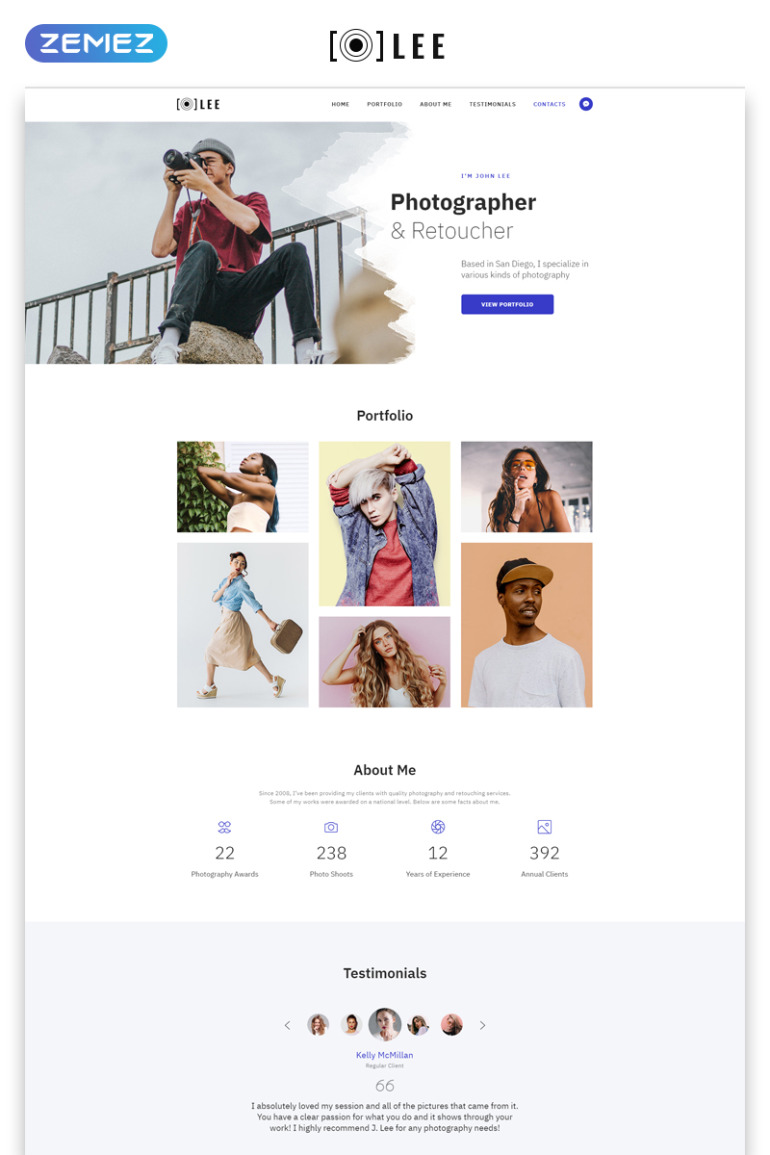 Lee - Photographer Portfolio Minimal HTML5 Landing Page Template