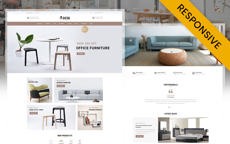 Desk Furniture Store OpenCart Responsive Template OpenCart Template