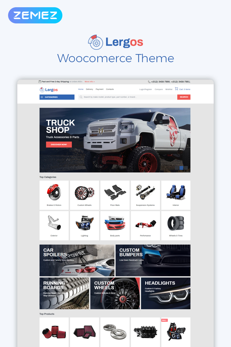 Lergos - Car Spare Parts ECommerce Classic Elementor WooCommerce Theme