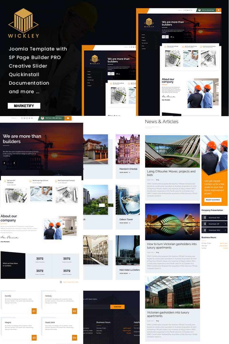 Reszponzív Wickley - Construction, Industry and Factory Joomla sablon 78037