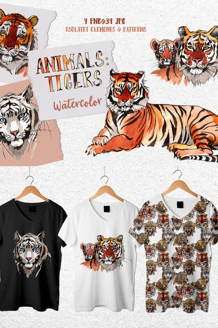 Template #78175 Tigers Watercolor Webdesign Template - Logo template Preview