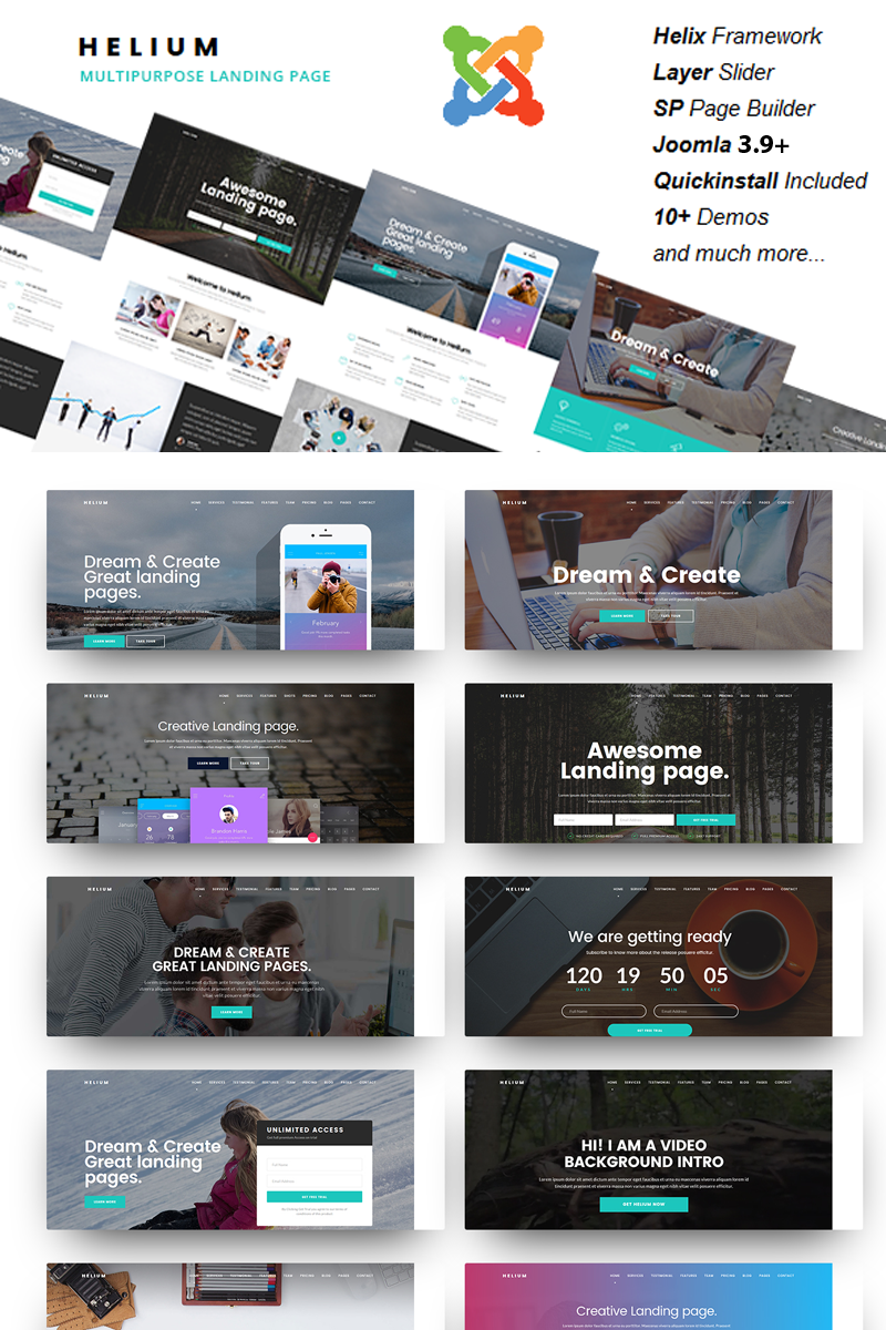 Helium - 10 in 1 Multipurpose Joomla 5 Template