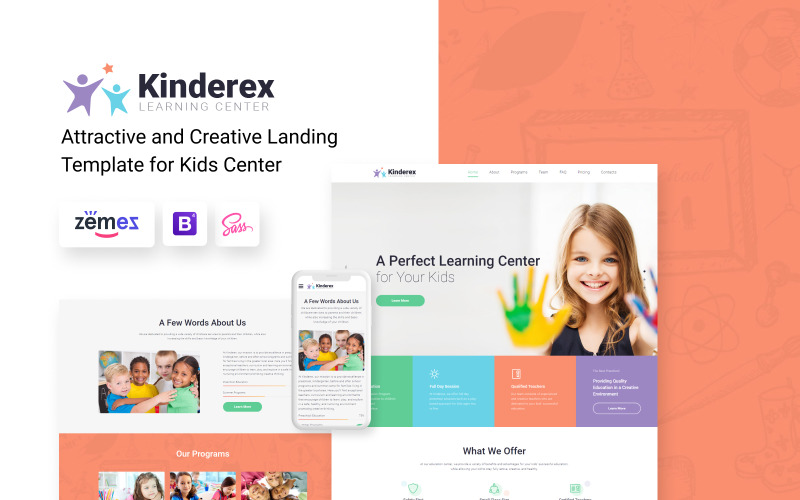 Kinderex - Kids Learning Center Website Template Landing Page Template