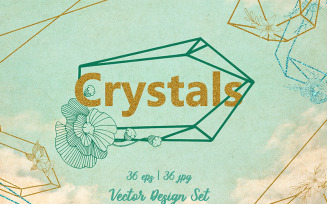 Magic Crystals Vector Design Set - Illustration