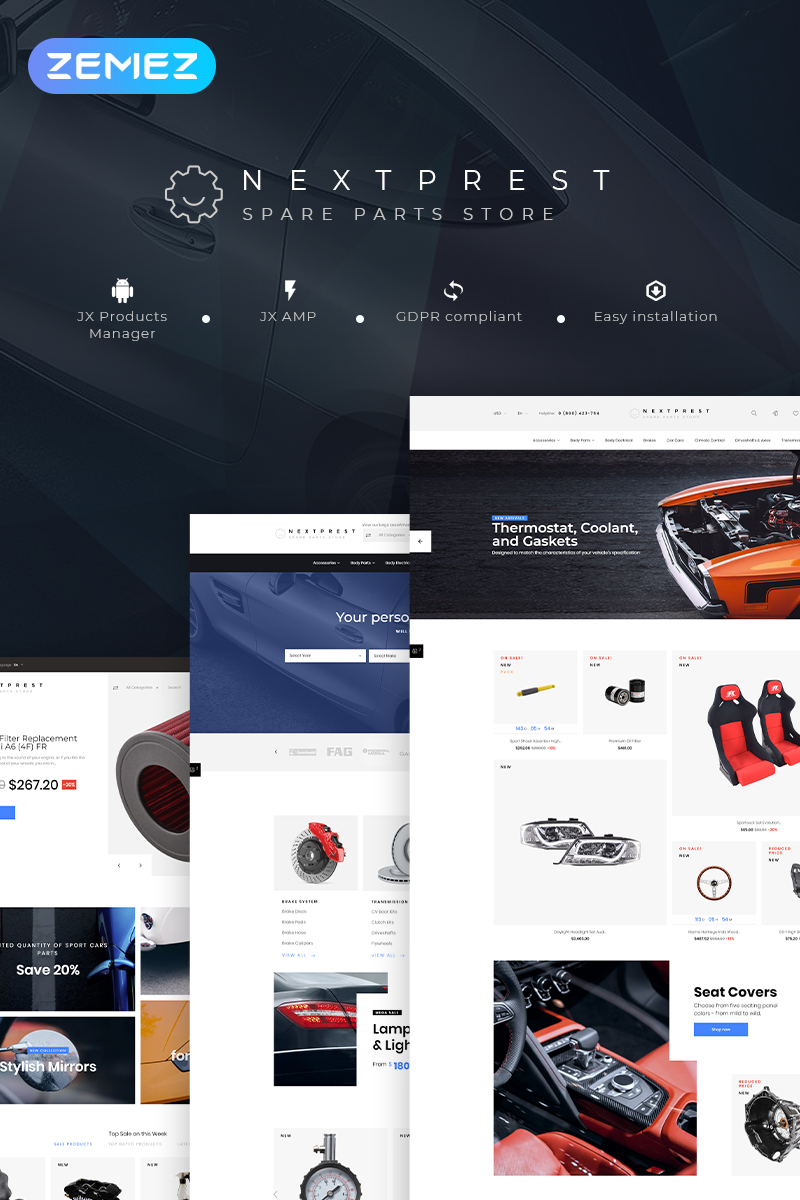 Tema De PrestaShop "Nextprest - Spare Parts Store Clean Bootstrap Ecommerce" #78296