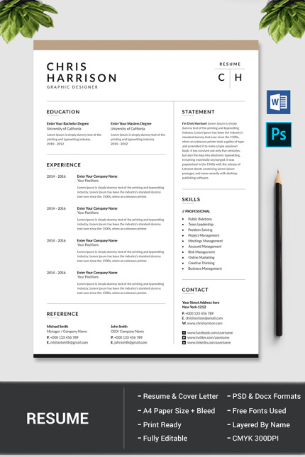 Template #78382 Clean Resume Webdesign Template - Logo template Preview