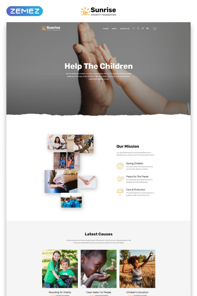 Landing Page Template namens "Sunrise - Charity Foundation Modern HTML5" #78389 - Screenshot