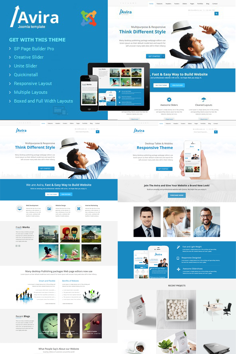 Modello Joomla Responsive #78482 "Avira - Responsive Multipurpose"