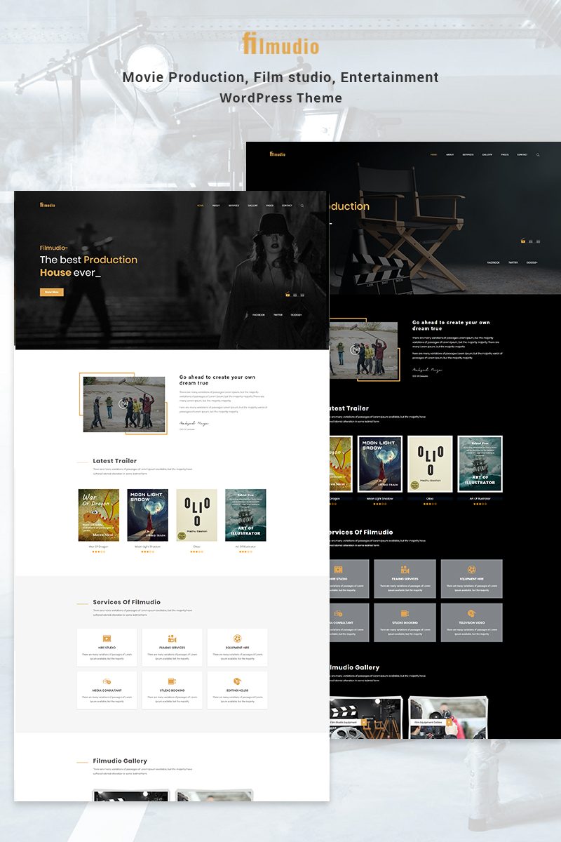 WordPress Theme namens "Filmudio - Movie Production, Film studio, Creative & Entertainment" #78401