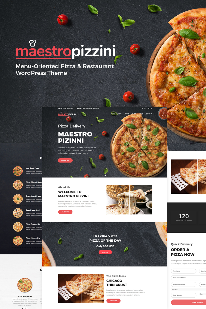 MaestroPizzini - Pizza & Restaurant Menu-Oriented WordPress Theme #78574