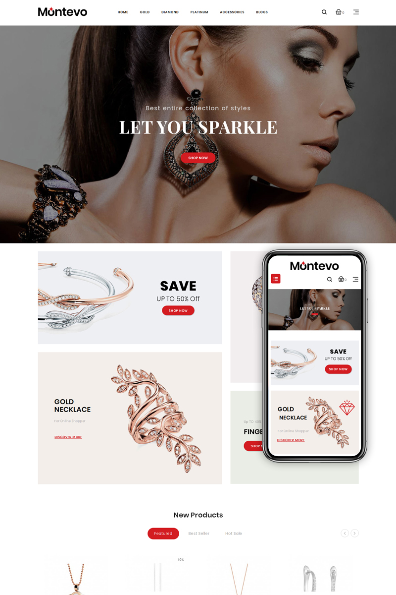 OpenCart Vorlage namens "Montevo - Jewelry Stores" #78551 - Screenshot