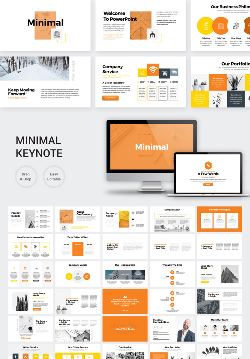 Orange Minimal Presentation Keynote Template 78536