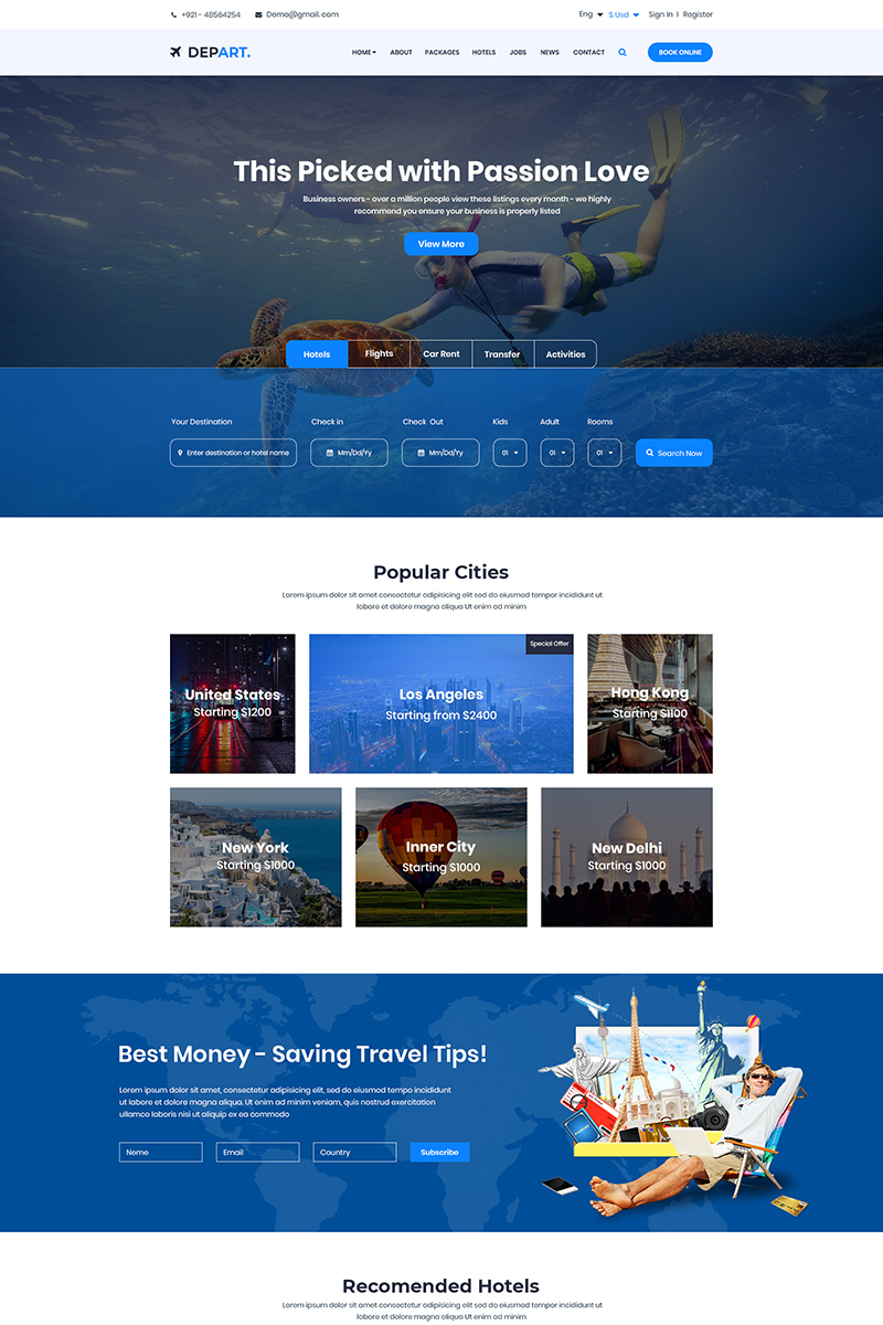 Plantilla PSD "Depart - Travel" #78549