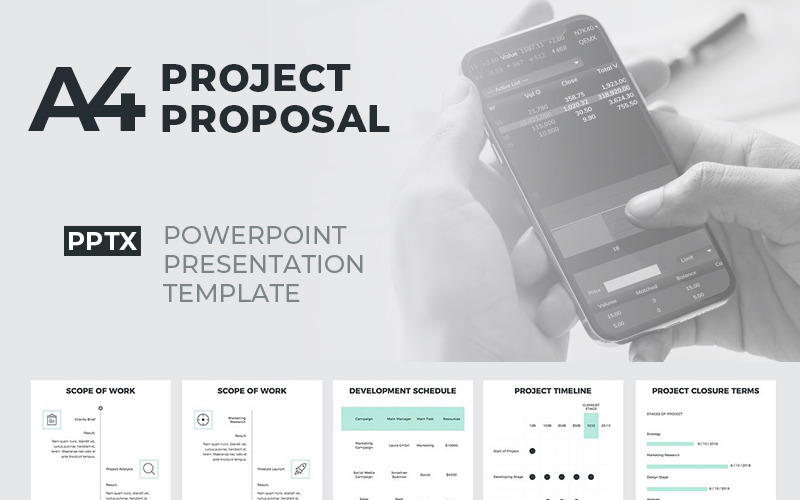 A4 Project Proposal PowerPoint template PowerPoint Template