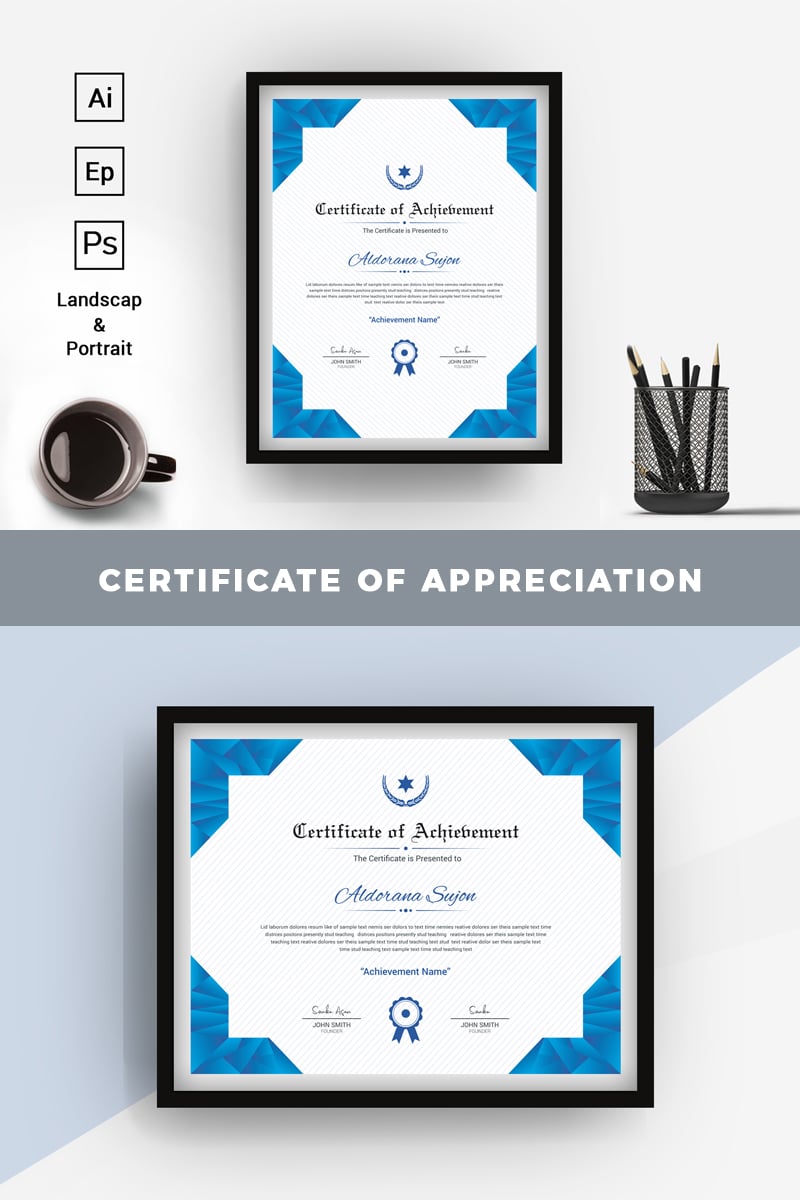 Modern & Clean Award Certificate Template #78717