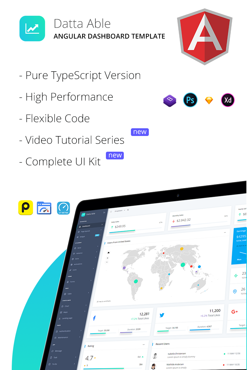 Datta Able Angular 10 Dashboard