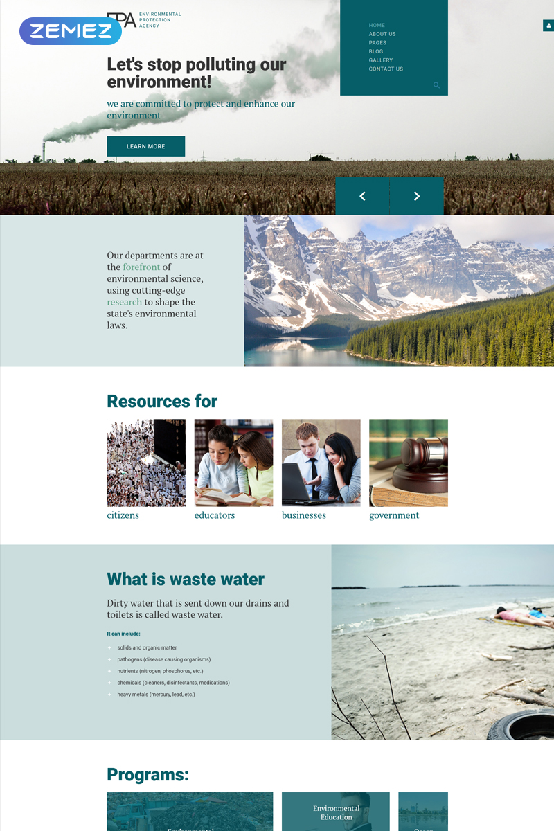 "EPA - Environmental Creative" - адаптивний Шаблон сайту №78891 - скріншот