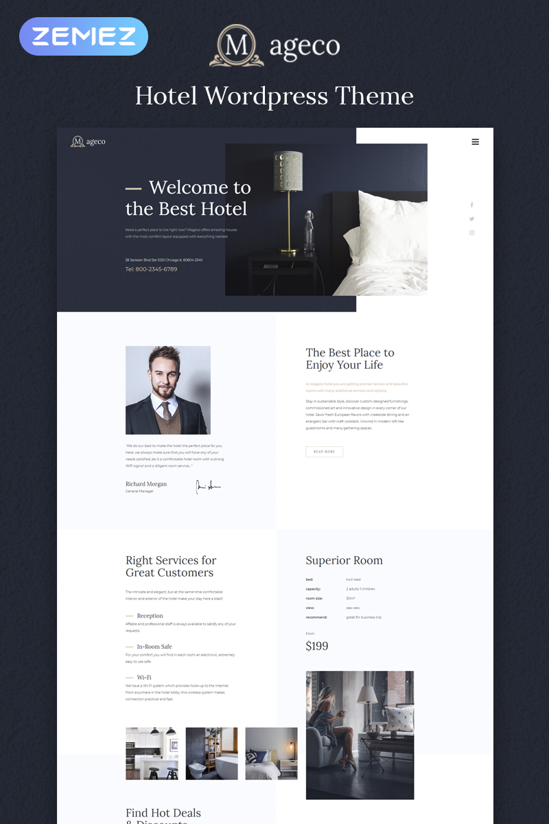 Mageco - Hotel Multipurpose Minimal Elementor №78833