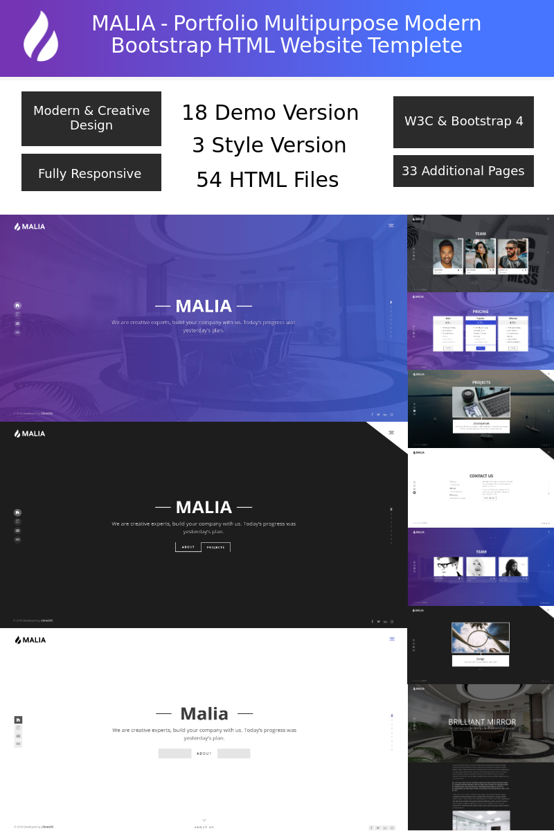 Malia - Portfolio Multipurpose Modern Bootstrap Website Template