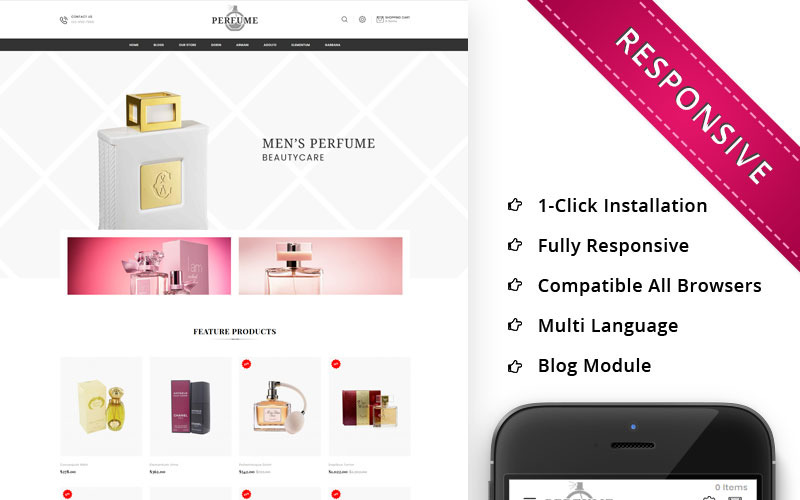Perfume Cosmetic Store - Responsive Opencart Template OpenCart Template