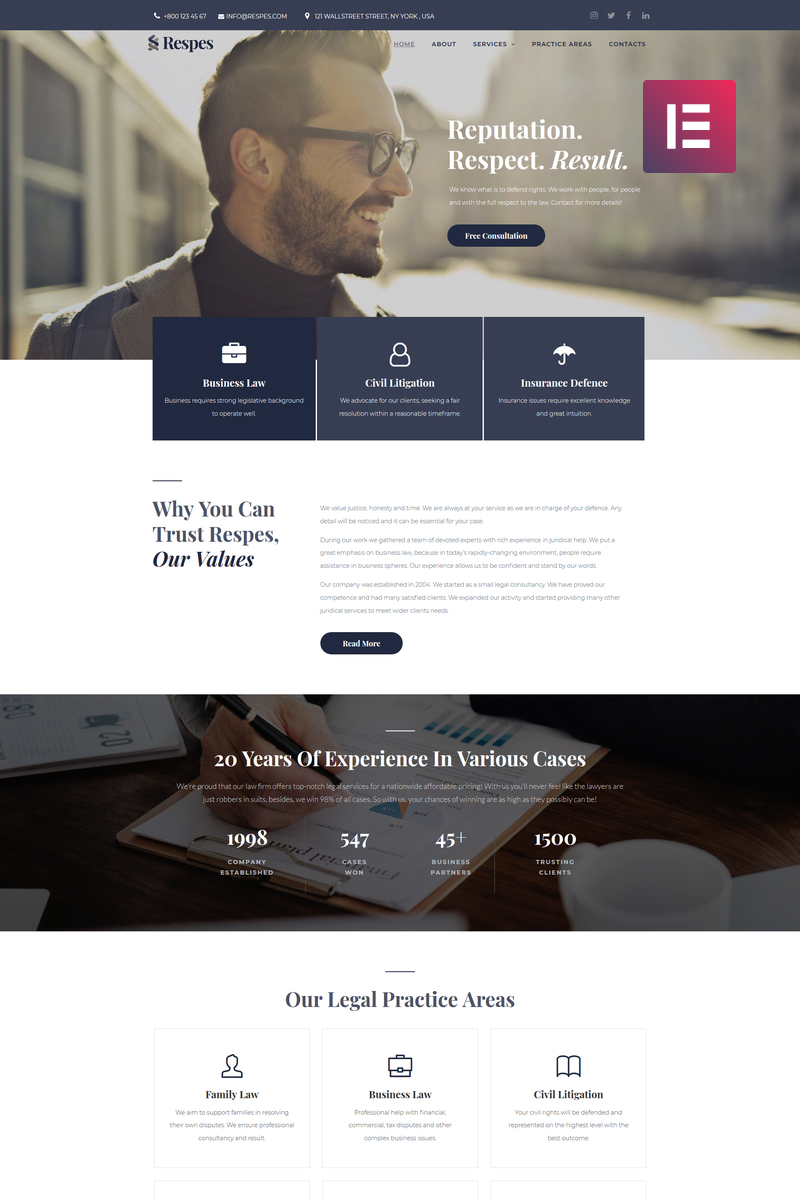 Reszponzív Respes - Lawyer WordPress sablon 78872