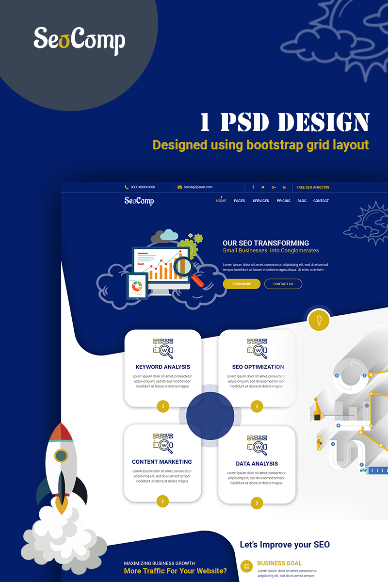"SeoComp PSD Template" Bootstrap PSD Template №78813