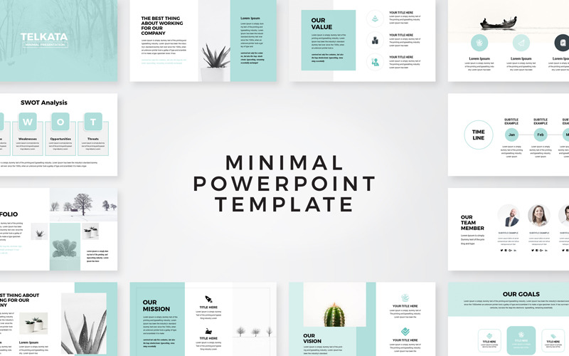 Telkata Minimal Clean Presentation PowerPoint template PowerPoint Template