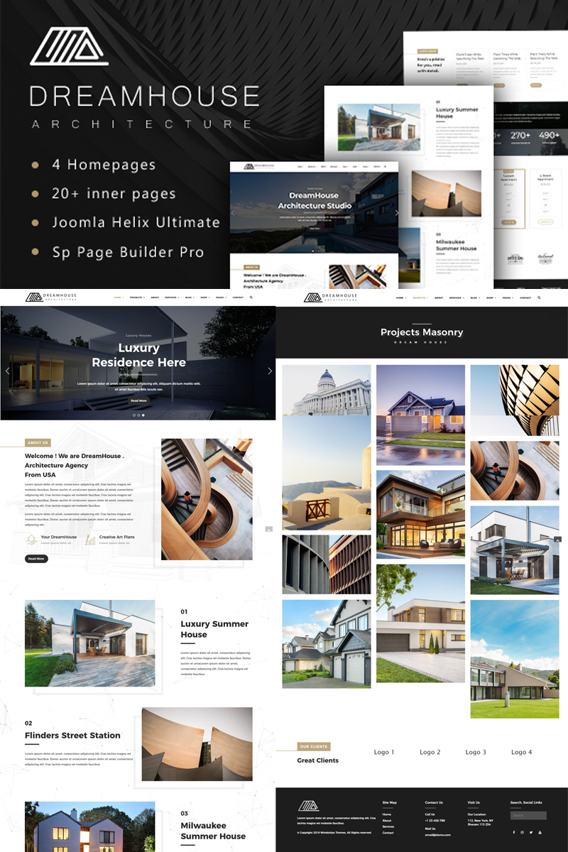 Tema Joomla Responsive #78870 "Dreamhouse - Architecture & Interior Design"