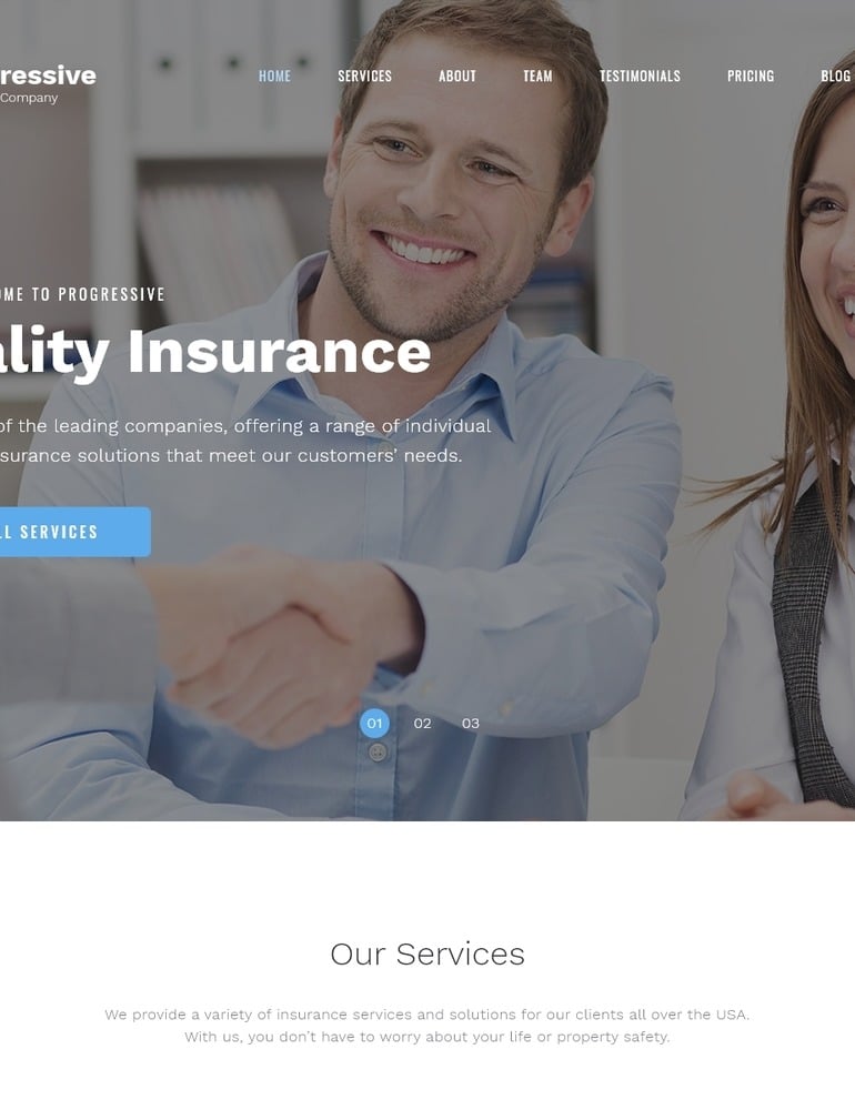 Progressive - Insurance Clean HTML Bootstrap4 Landing Page Template