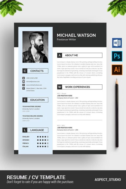 Template #78989 Page Resume Webdesign Template - Logo template Preview