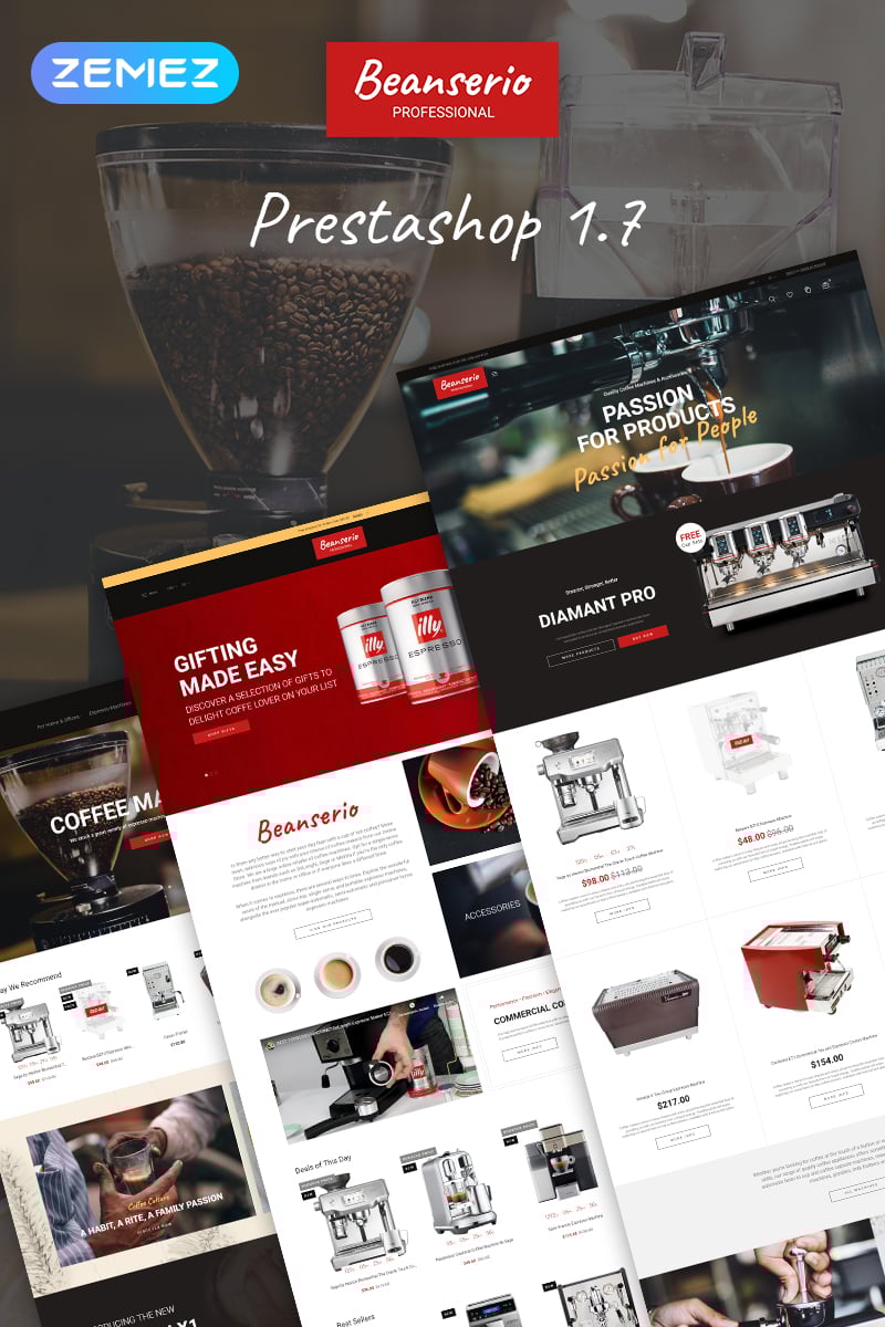 Beanserio - Professional Coffee Machine Store Clean Bootstrap Ecommerce PrestaShop Theme - screenshot