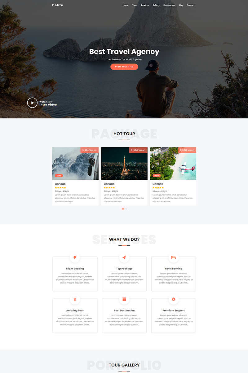 Delite - Travel Agency Landing Page Template
